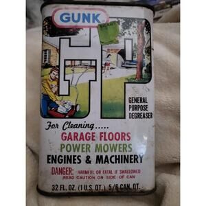 Vintage 1960's Gunk General Purpose Degreaser Metal Can Empty Automotive Display